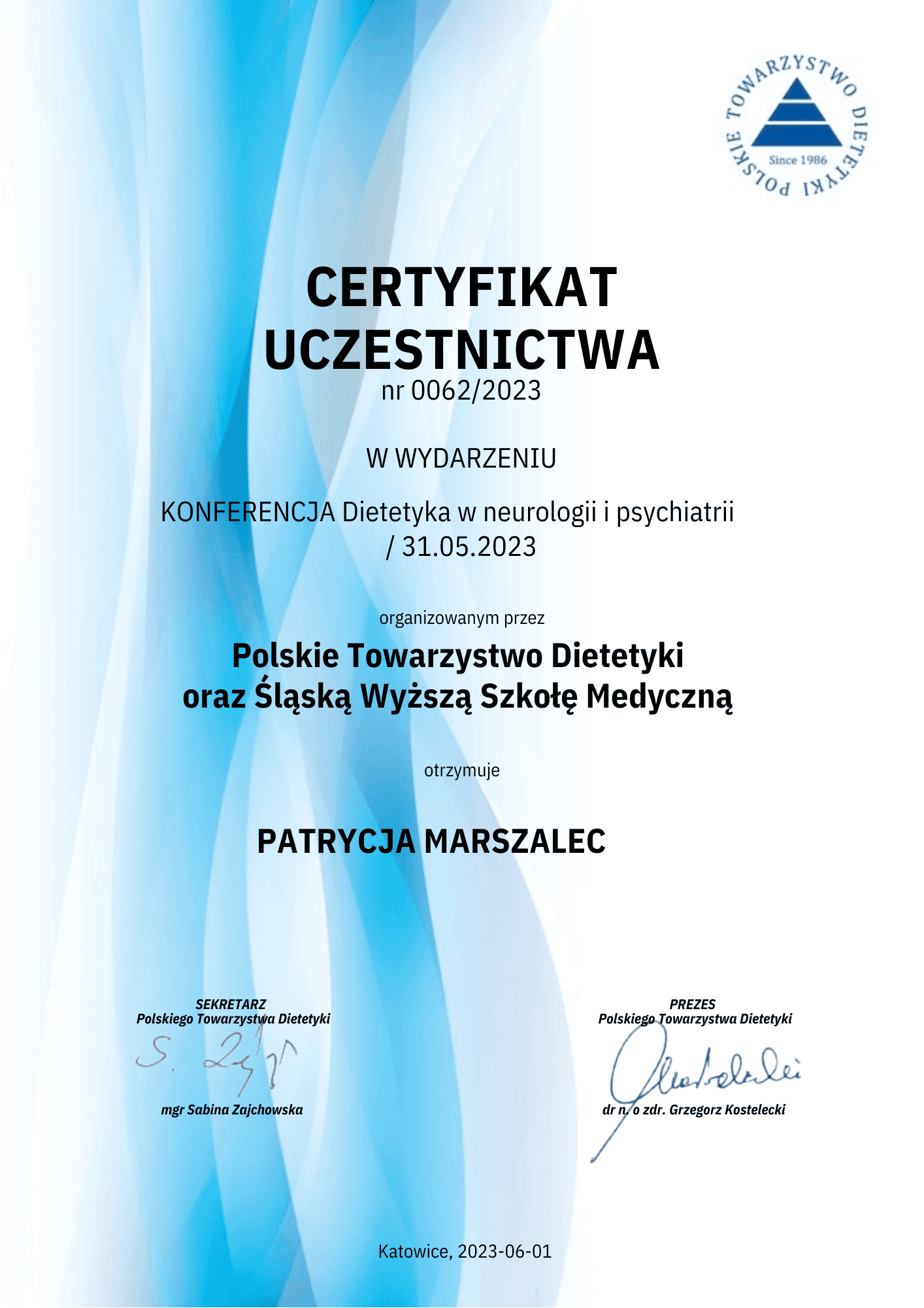 Certyfikat numer 13
