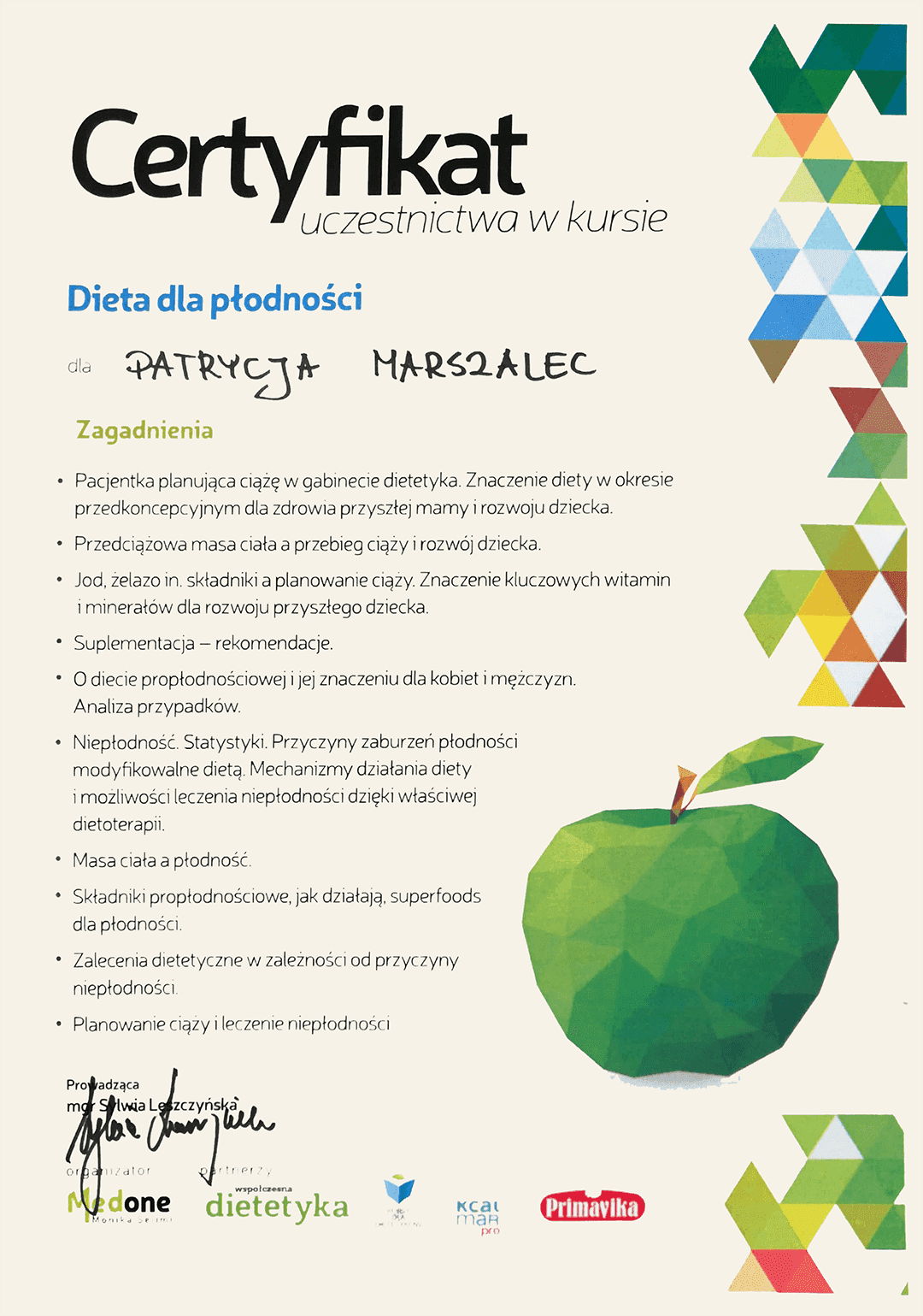 Certyfikat numer 25